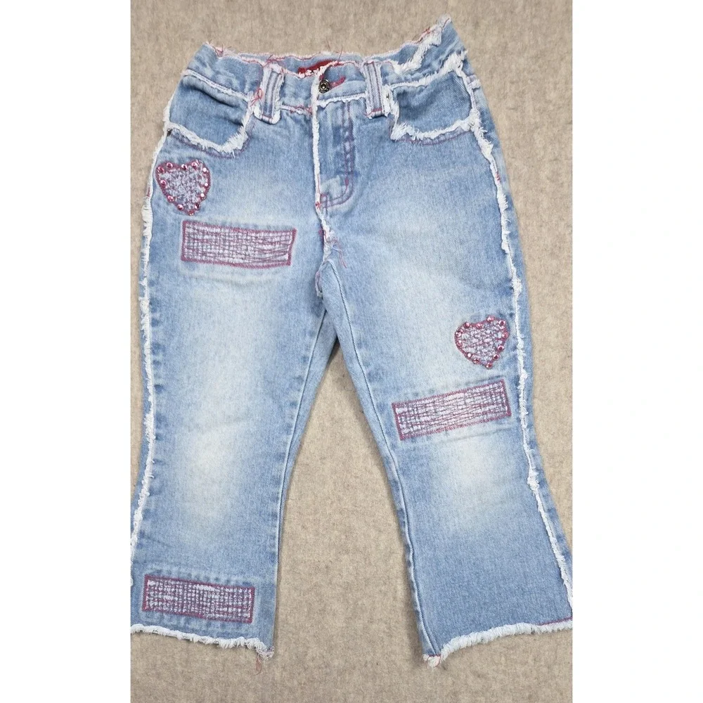 Zana Di Girls Y2K Jeans Size 8, Fringe Distressed Light‎ Wash